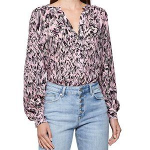 BNWT - Reiss Gwen Feather Print Pink Blouse - Size 6 US